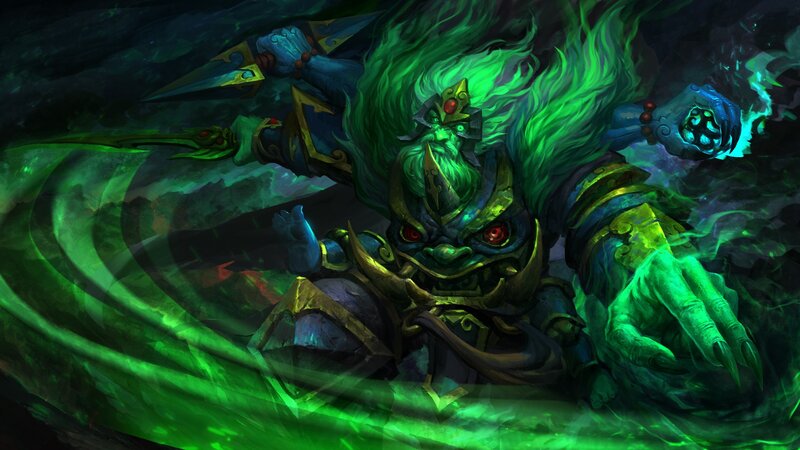 Green-skinned Warrior — Green, Dramatic, Digital Art, Swords