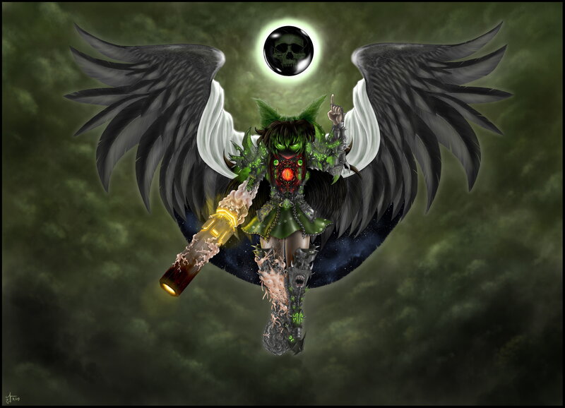 Green-skinned Winged Figure — Green