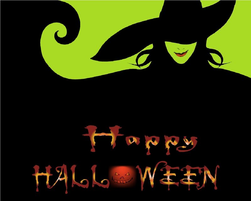 Green-skinned Witch — Black, Spooky