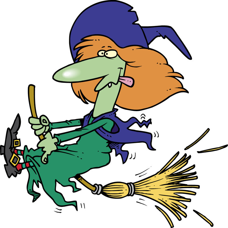 Green-skinned Witch Flying — Green