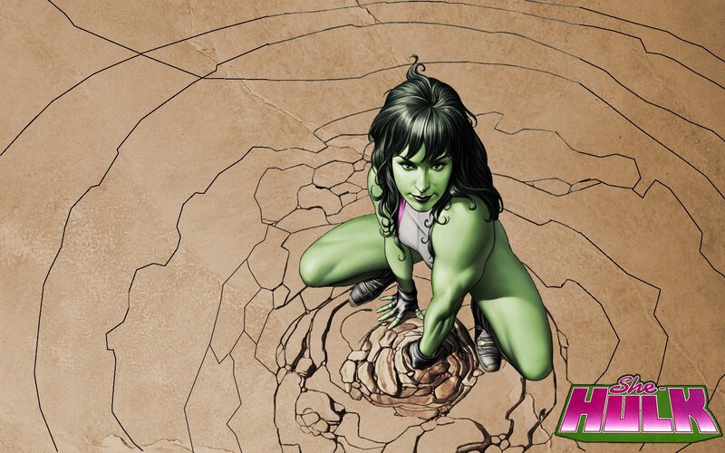 Green-skinned Woman Crouching