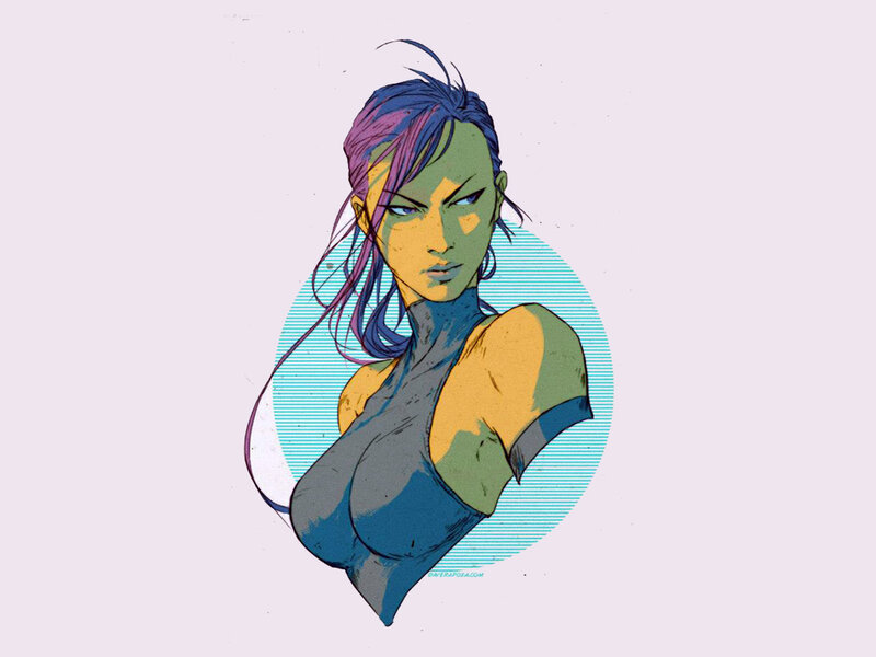 Green-skinned Woman — Green, Confident