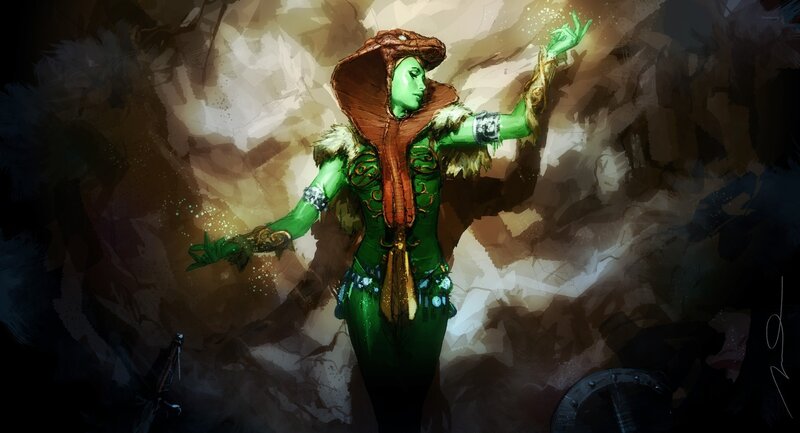 Green-skinned Woman in Armor — Green