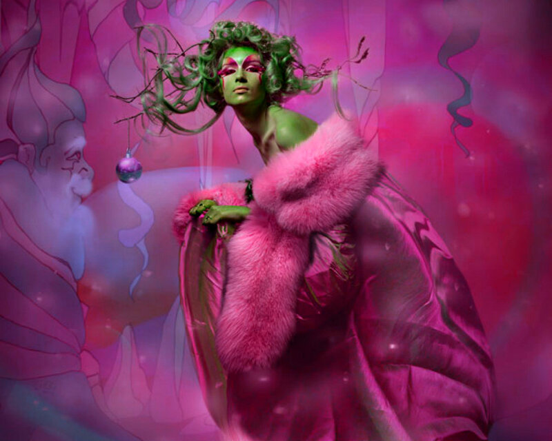 Green-skinned Woman in Coat