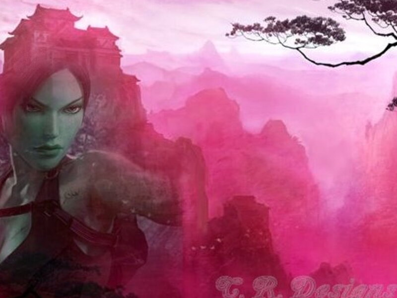 Green-skinned Woman in Mountains