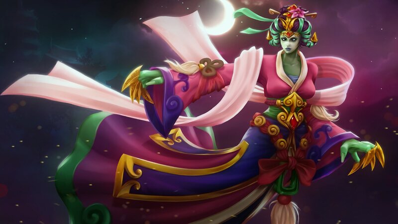 Green-skinned Woman in Robe — Purple