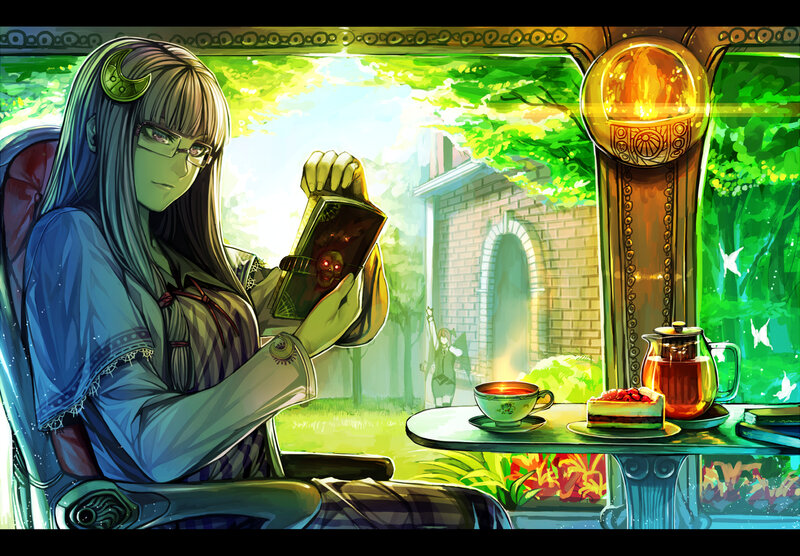 Green-skinned Woman Reading