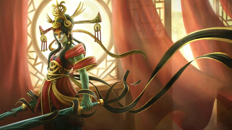 Green-skinned Woman with Sword