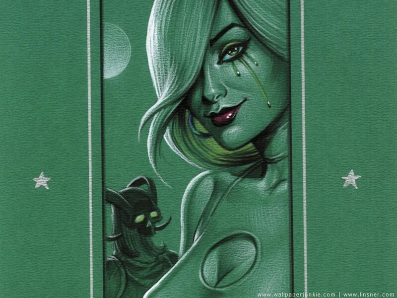 green-skinned woman with tears