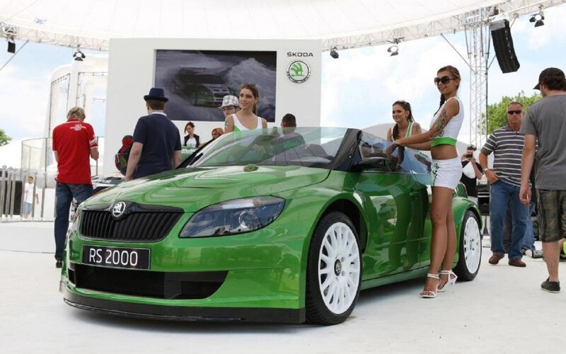 Green Skoda Car