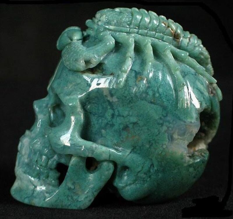 Green Skull Carving