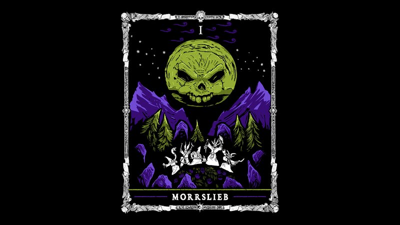 Green Skull Moon over Mountains