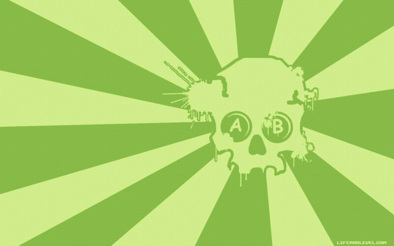 green skull with AB symbols
