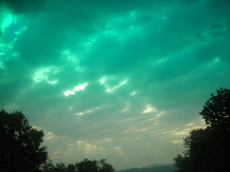 Green Sky with Clouds — Dramatic