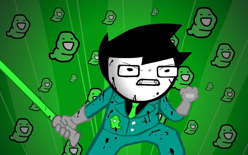 green slime character in action