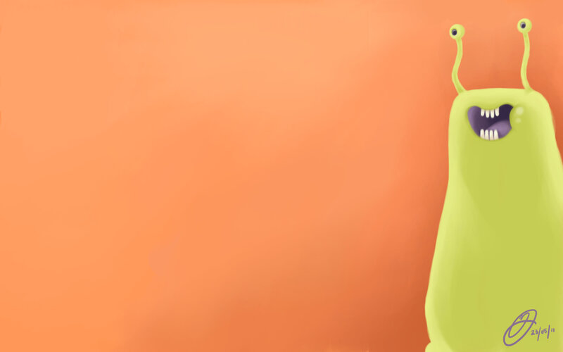 green slug character illustration