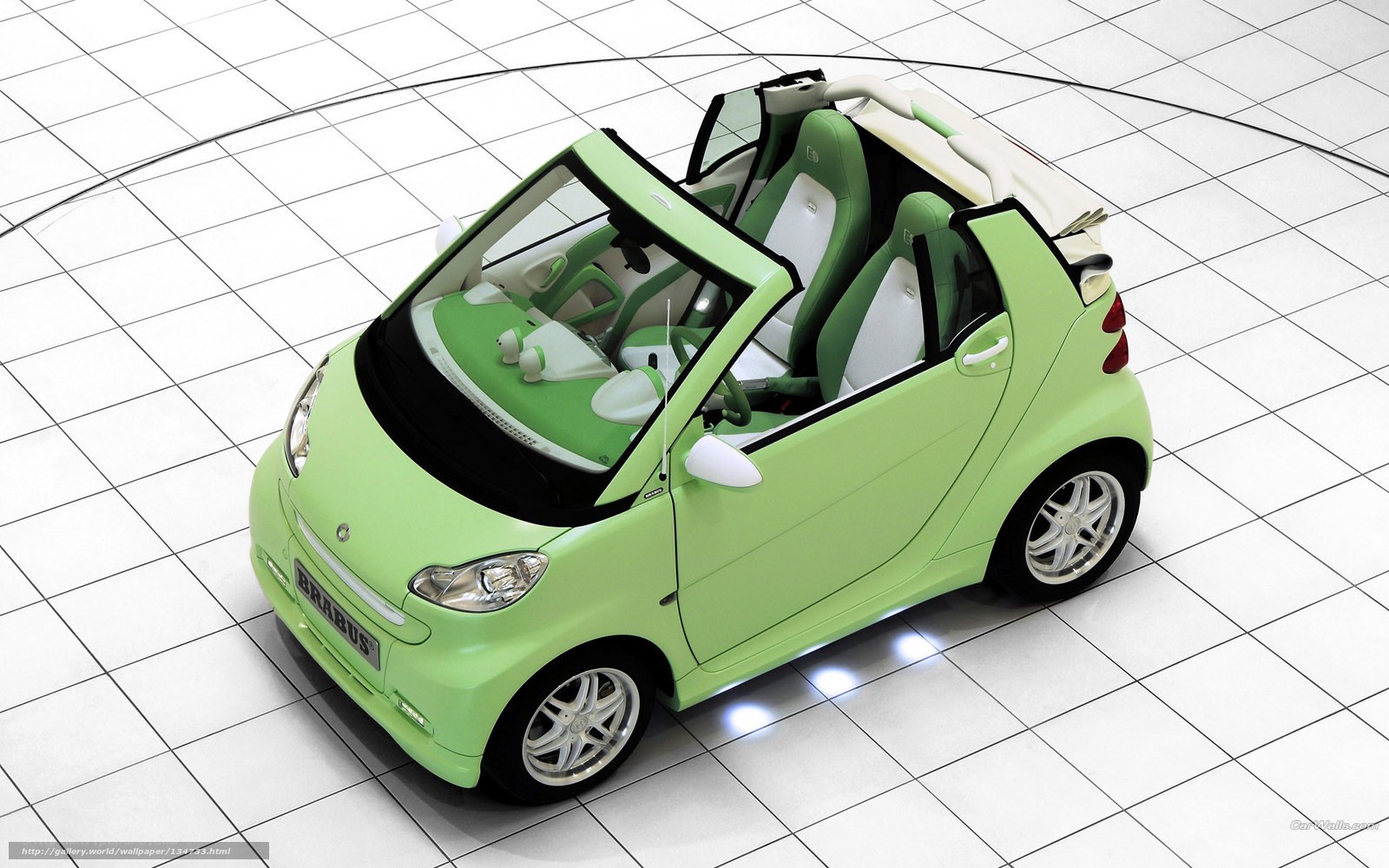 green smart car convertible