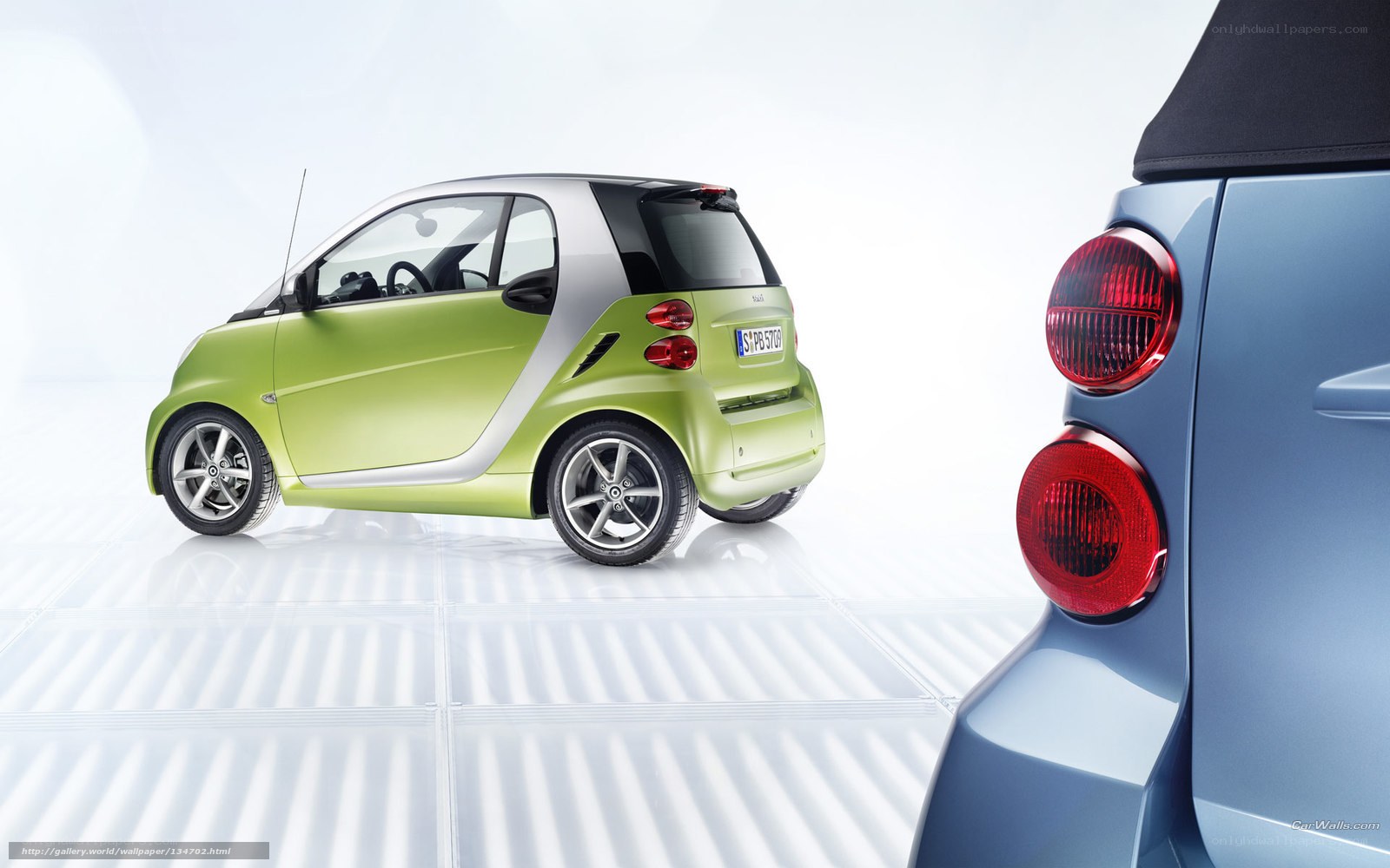 Green smart car in studio