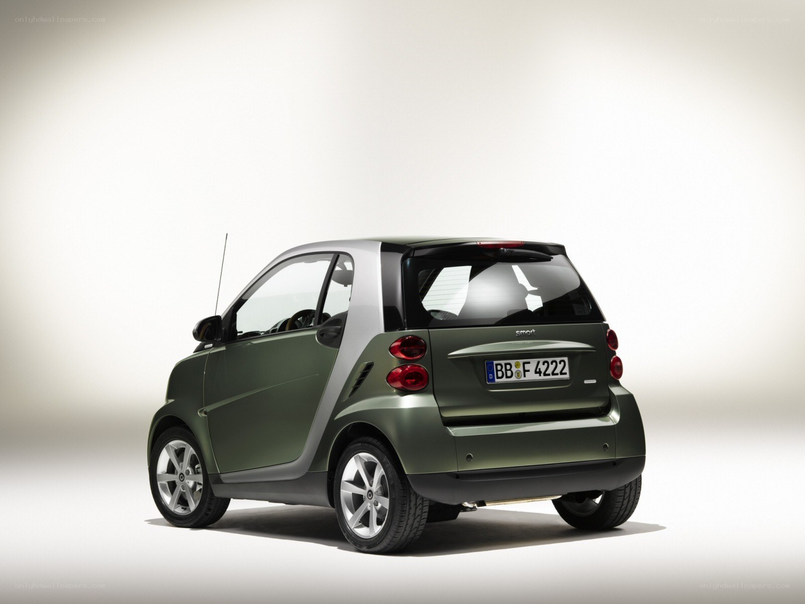 green smart car rear view