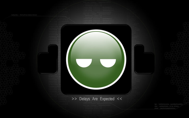 Green smiley face with code background