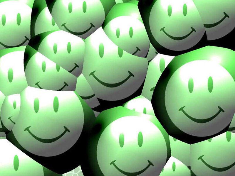 Green Smiley Faces — Cheerful