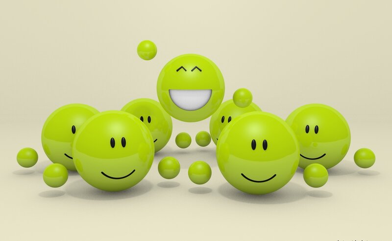 green smiley faces group
