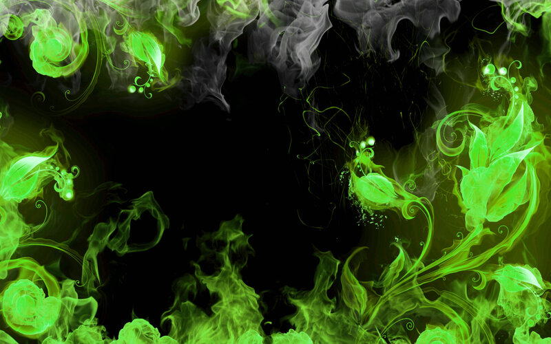 Green smoke floral design