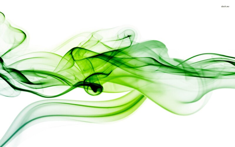 Green Smoke Swirls — Serene, Abstract, White Background