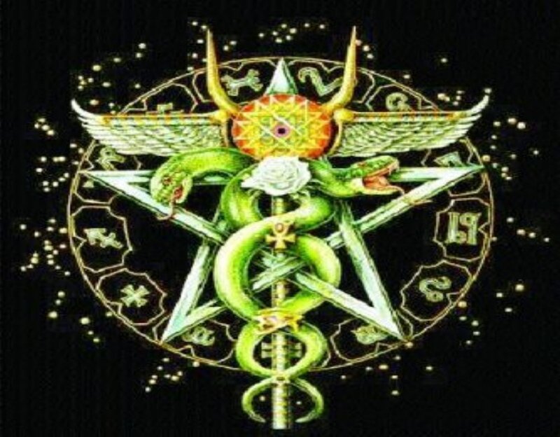 Green Snake Around Pentagram
