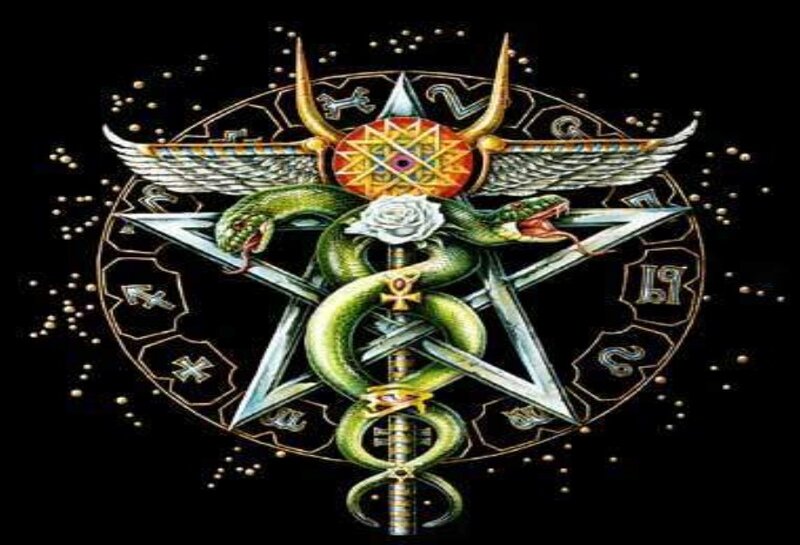 Green Snake Coiled Around Sword