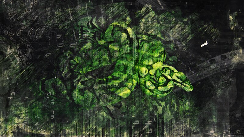 Green Snake Coiled — Dark