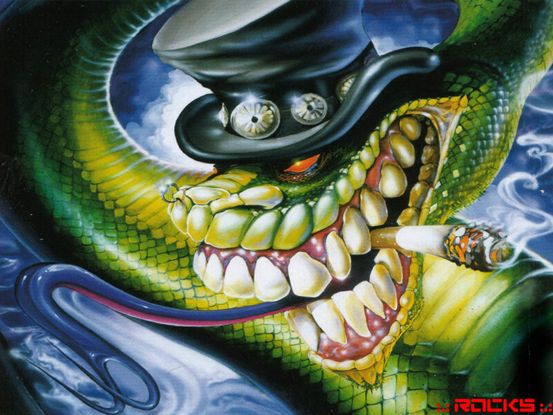 green snake with top hat and cigarette