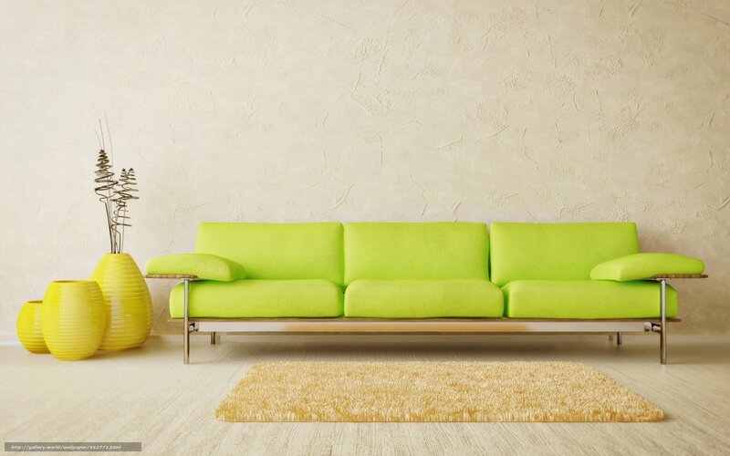 Green Sofa in Living Room — Lime Green