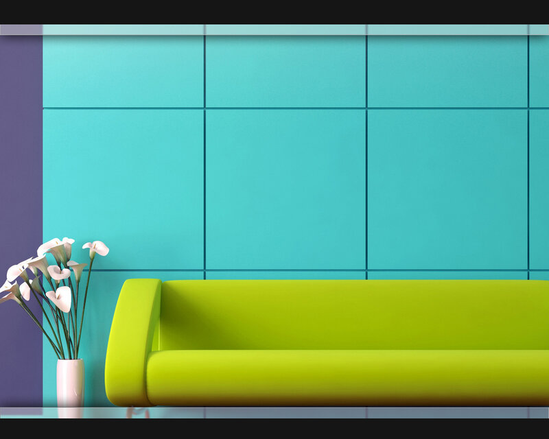 Green sofa in modern living room