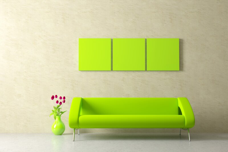 green sofa in modern living room