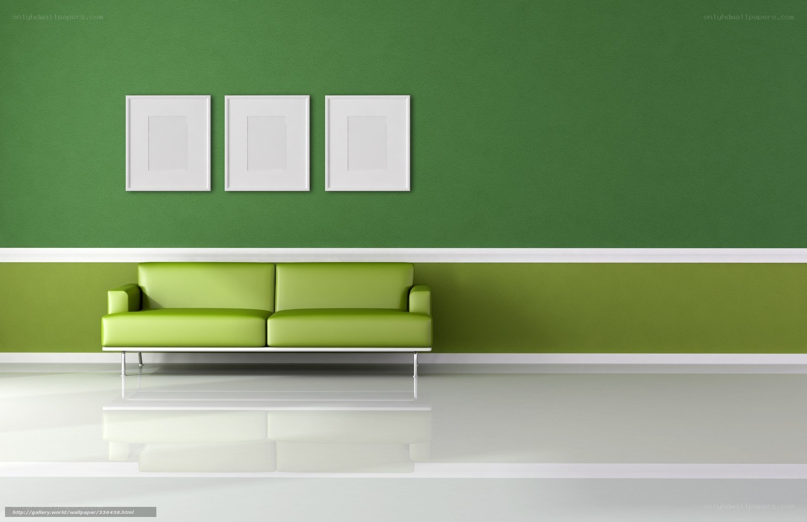 Green sofa in modern living room