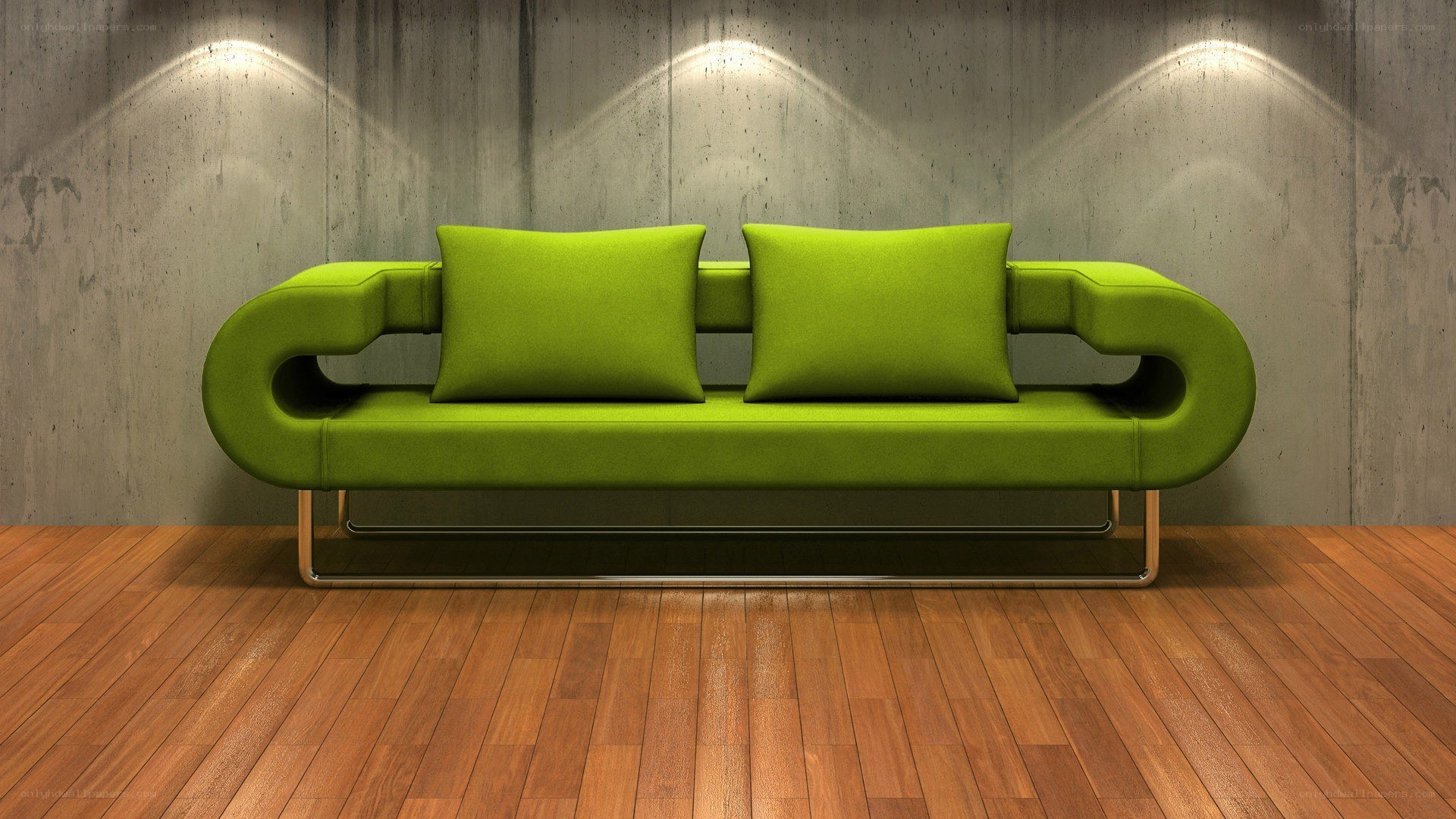 Green sofa in modern room