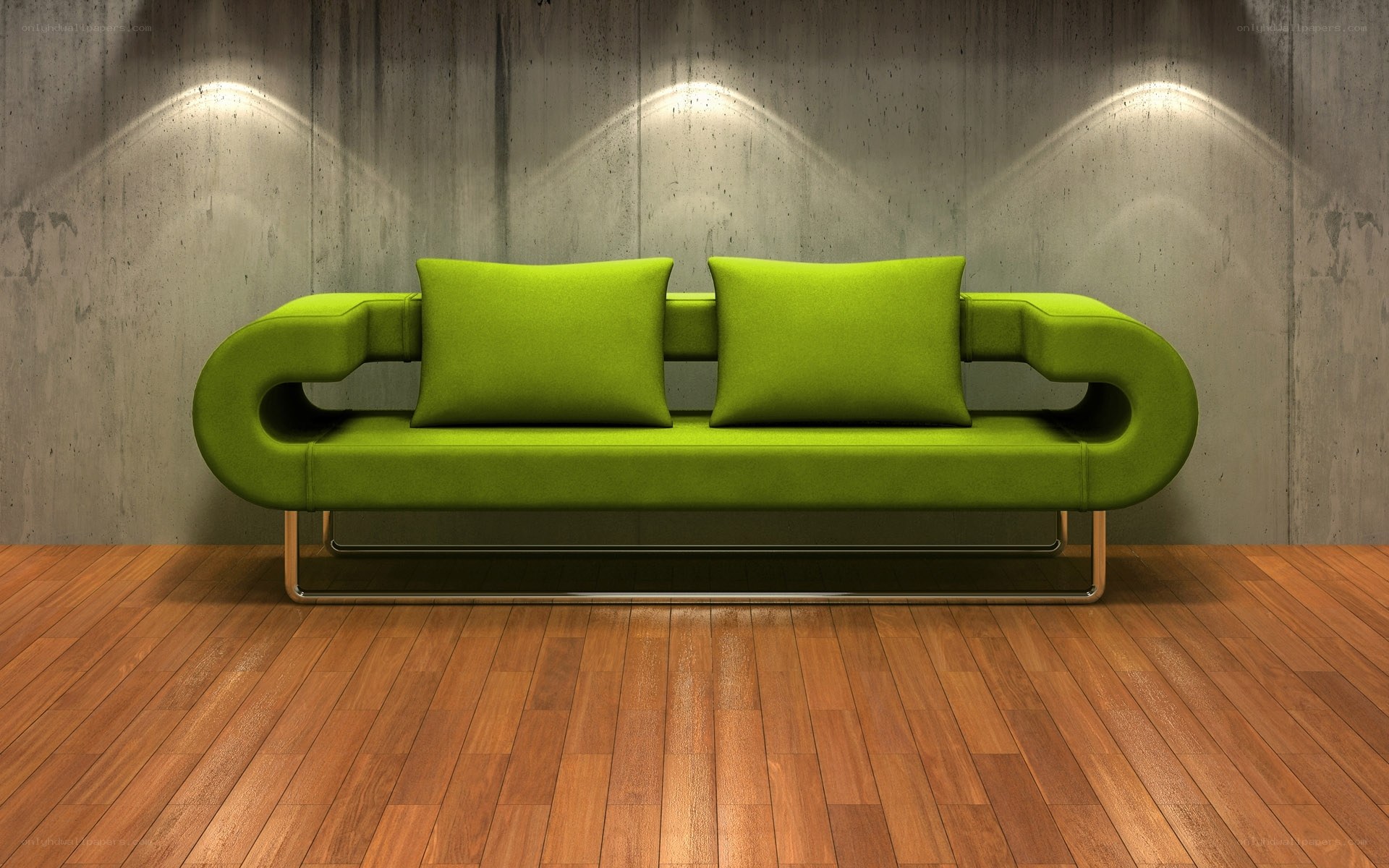 Green sofa in modern room