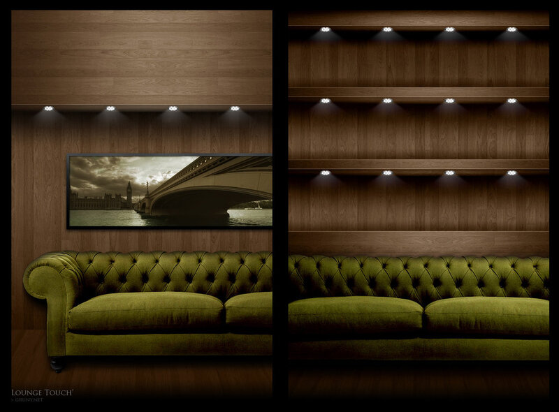 Green sofa in wood lounge