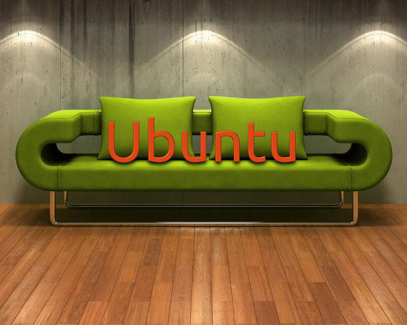 Green sofa with Ubuntu text