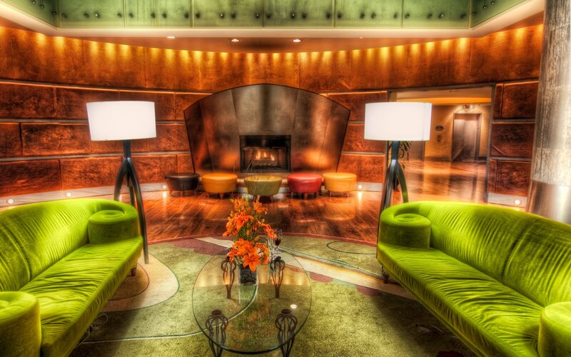 Green Sofas in Lobby