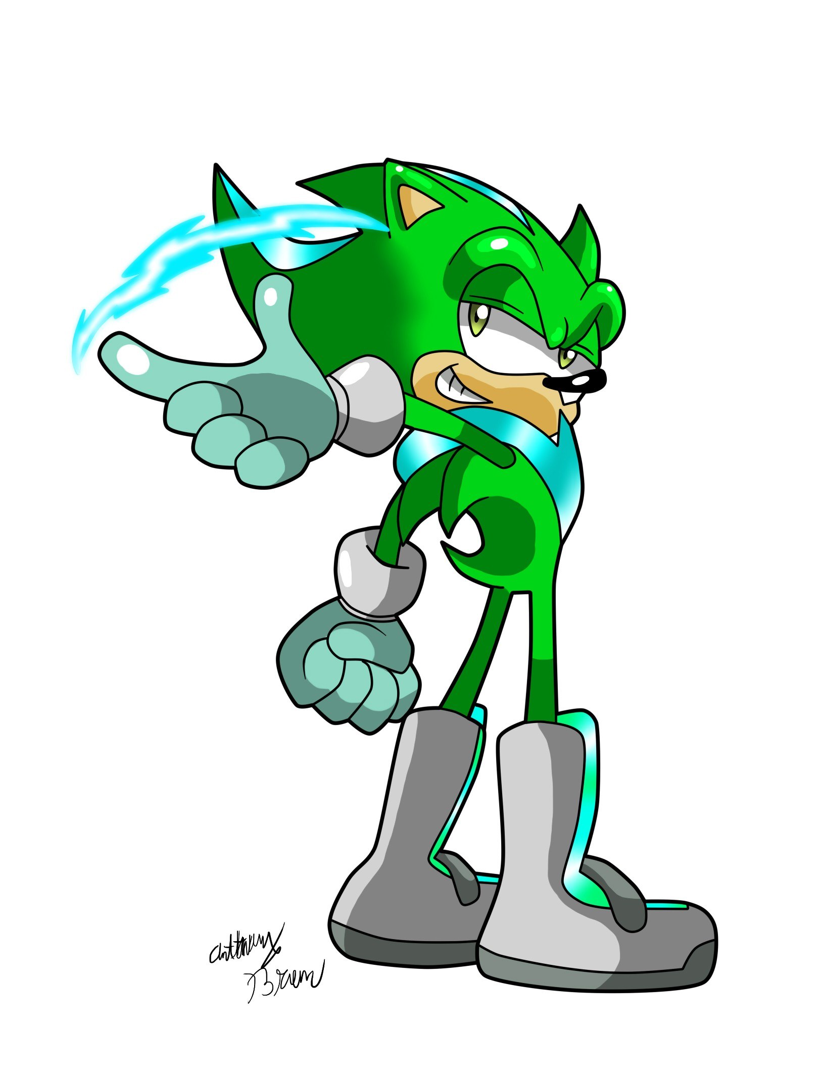 Green Sonic character art