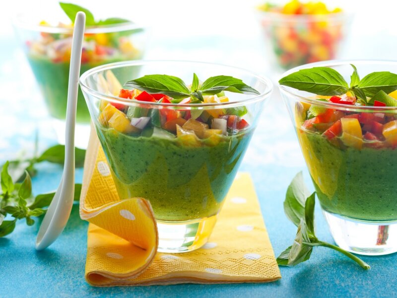 Green Soup in Glasses