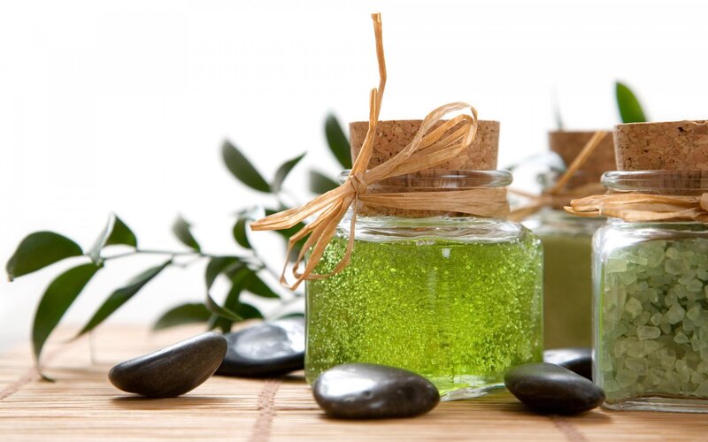 Green Spa Products on Mat