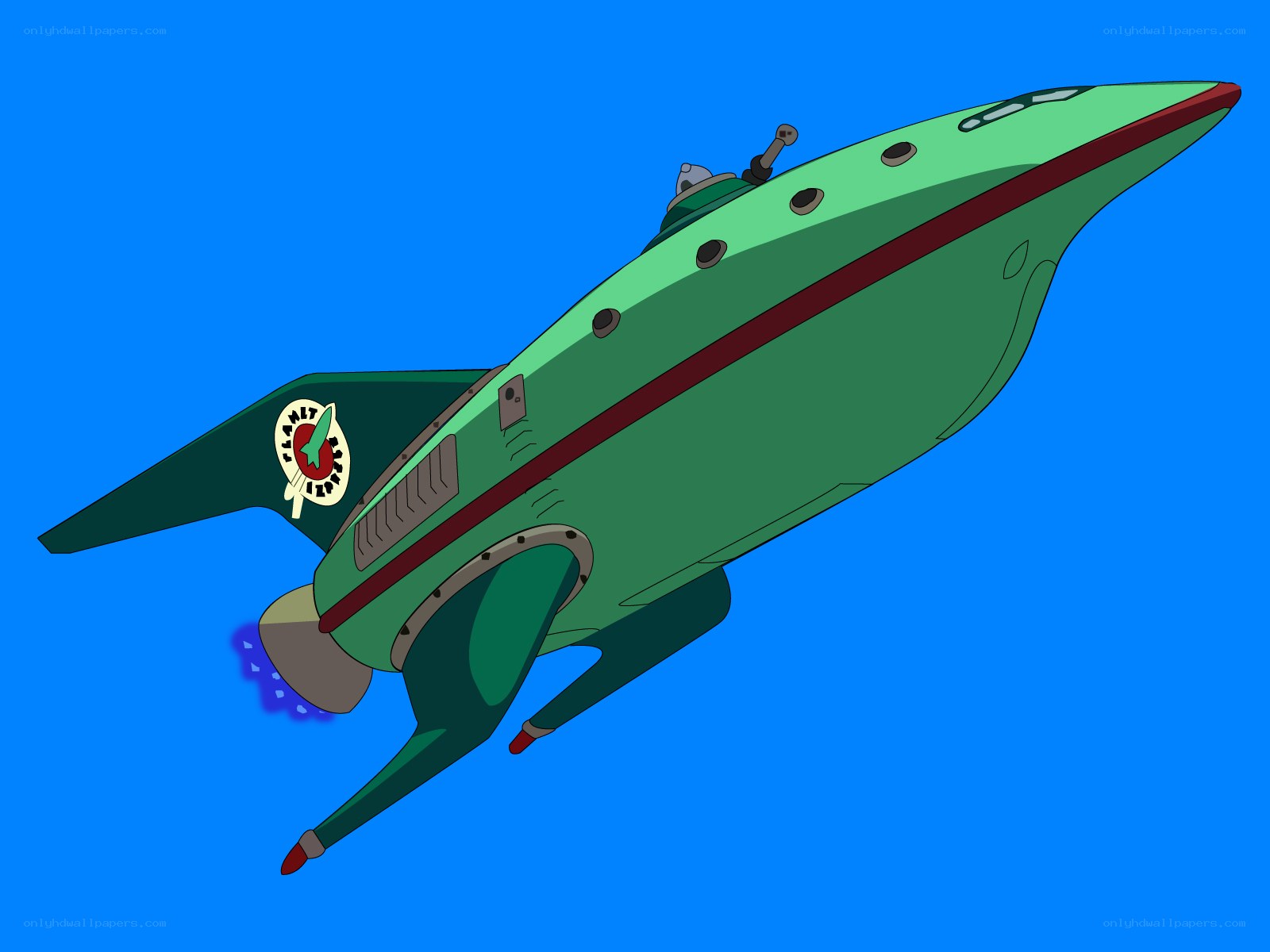 green spaceship in flight