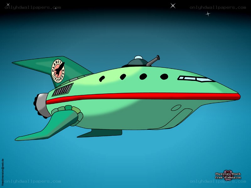 green spaceship in space