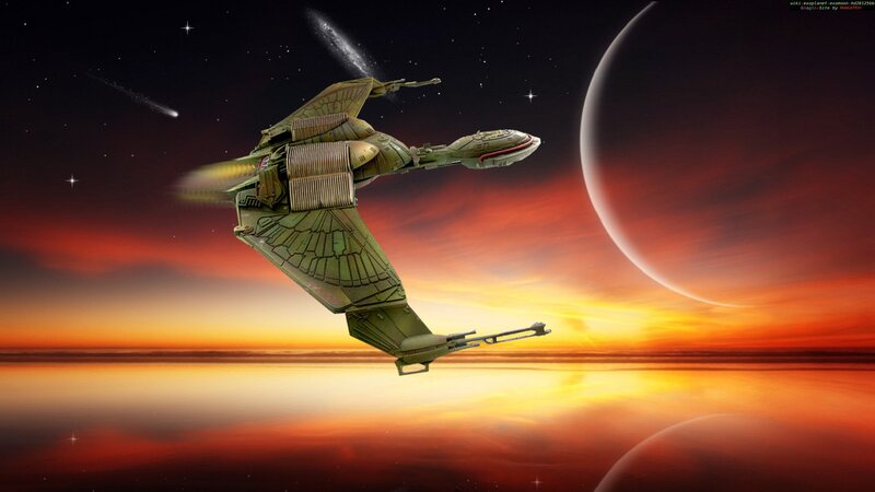 Green Spaceship in Space — Orange