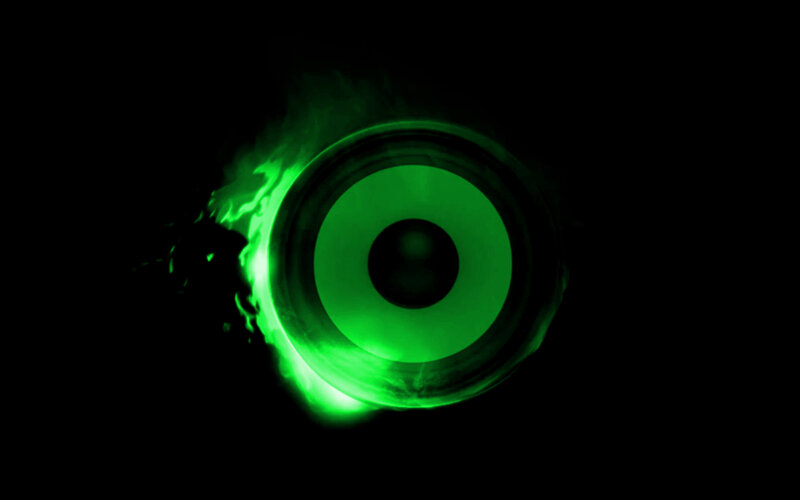 green speaker with glowing effect