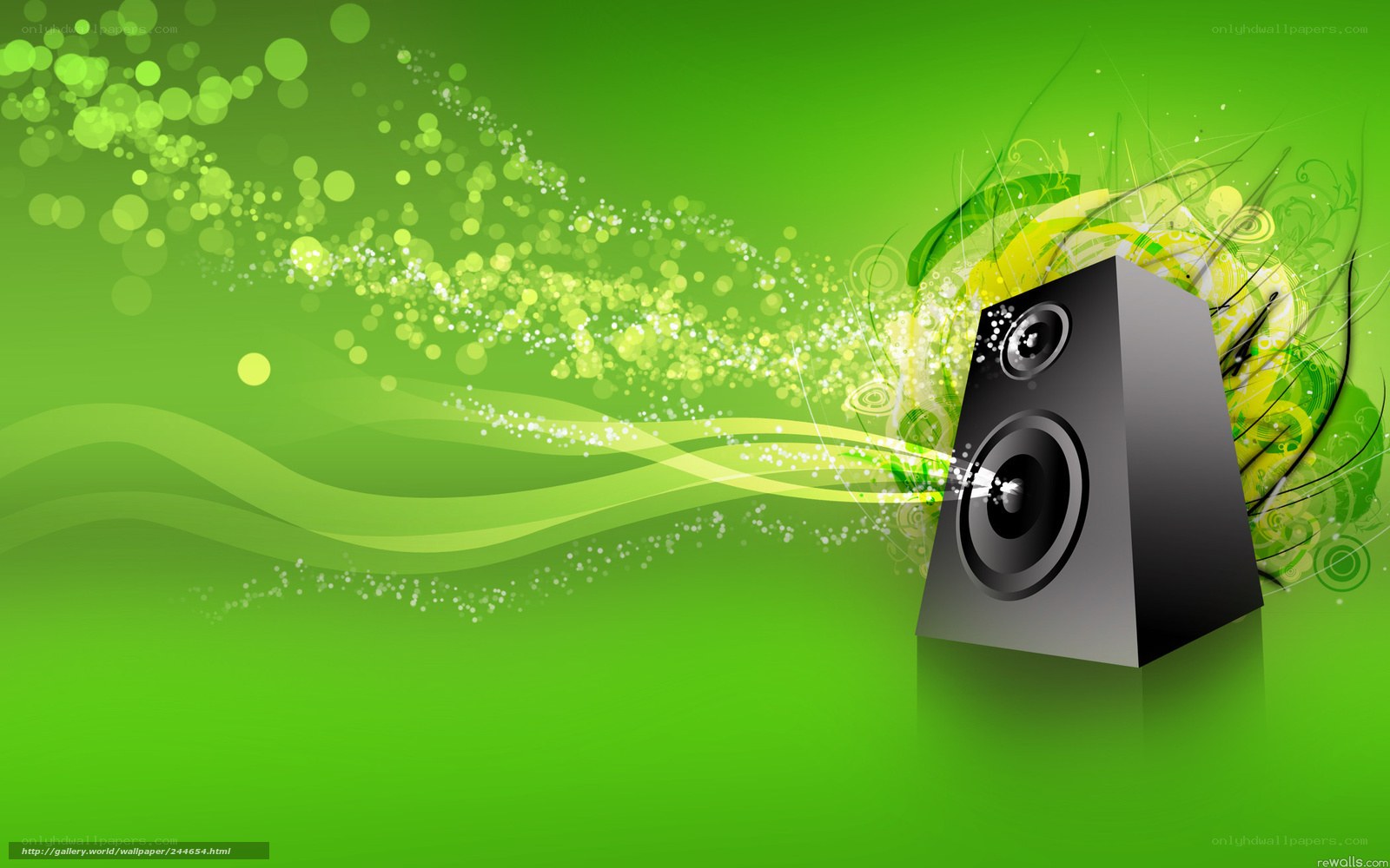 Green speaker with sound waves
