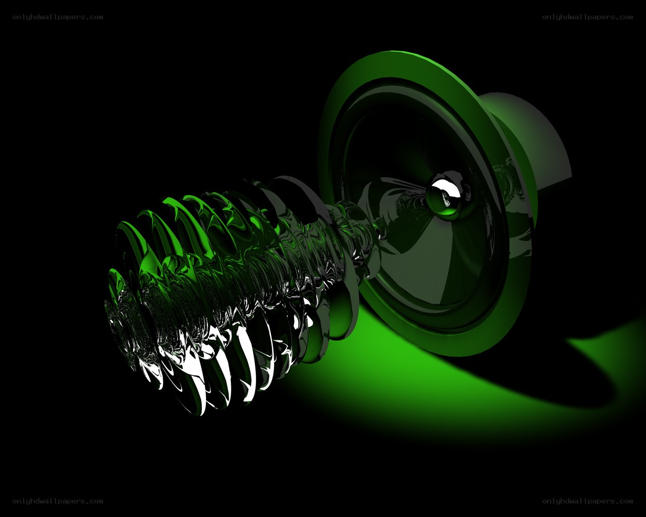 green speaker with spiral design